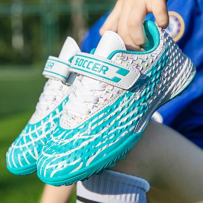 Ronaldo Children's Football Shoes Velcro Broken Nails TF Boys and Girls Primary School Students Artificial Grass Anti-skid Competition Training Shoes