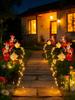 Retro Wrought Iron Solar Kettle Lamp with Copper Coin Design for Outdoor Courtyard Decor