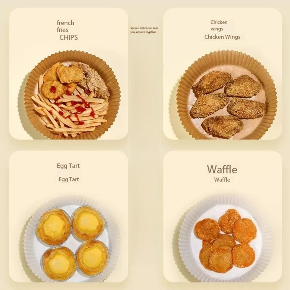 Air Fryer Disposable Non-Stick Liner - Oil-Resistant, Waterproof, Food-Grade Baking Paper for Microwave Ovens - 6.3 Inch (50)