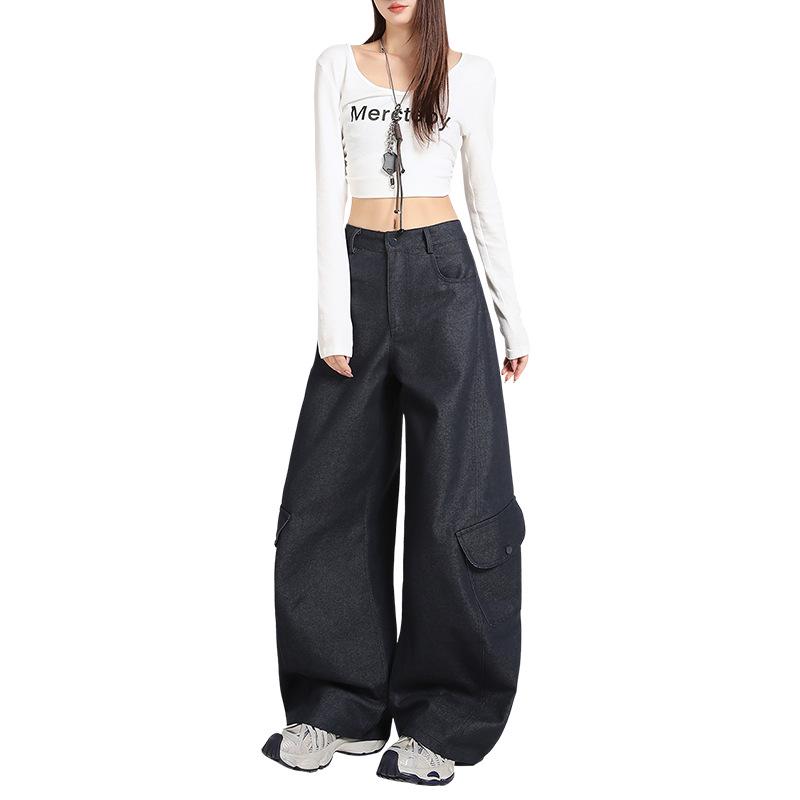 Women's 2025 Autumn Retro Wide-Leg Cargo Pants