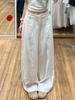 Korean Old Money Style Women's Wide-Leg Cotton Linen Pants, High-Waisted Straight Casual for Spring/Summer 2026.