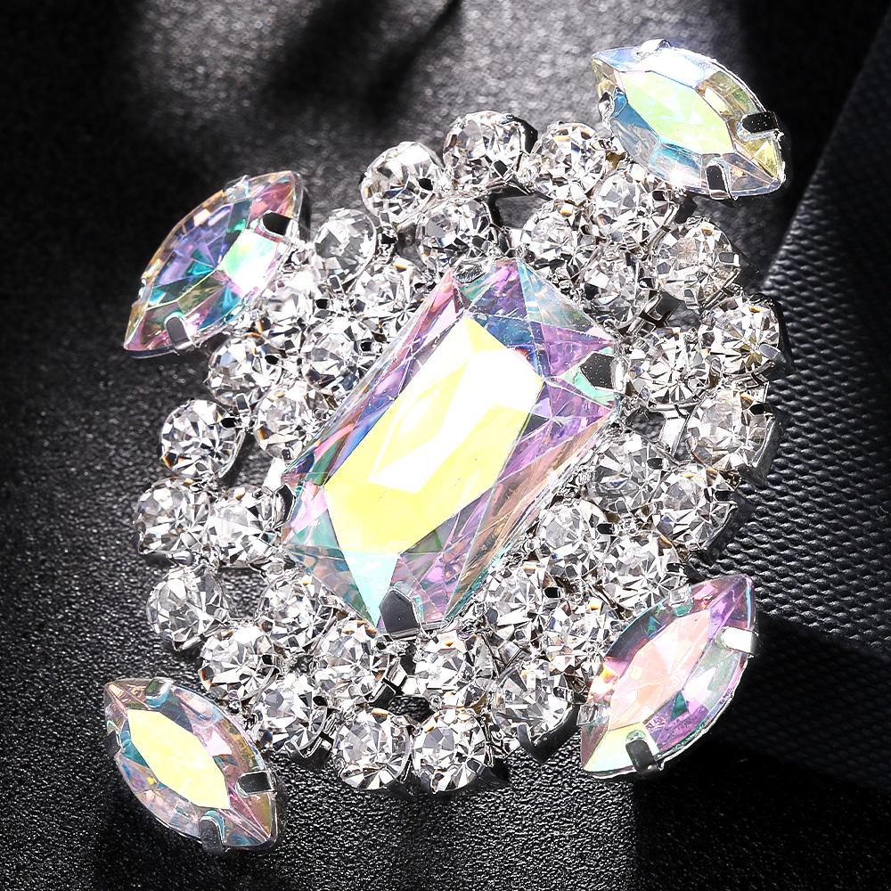 Stonefans Colorful Crystal Exaggerated Rings Lady Finger Accessories Ins Fashion Square Rhinestone Open Ring Adjustable Jewelry