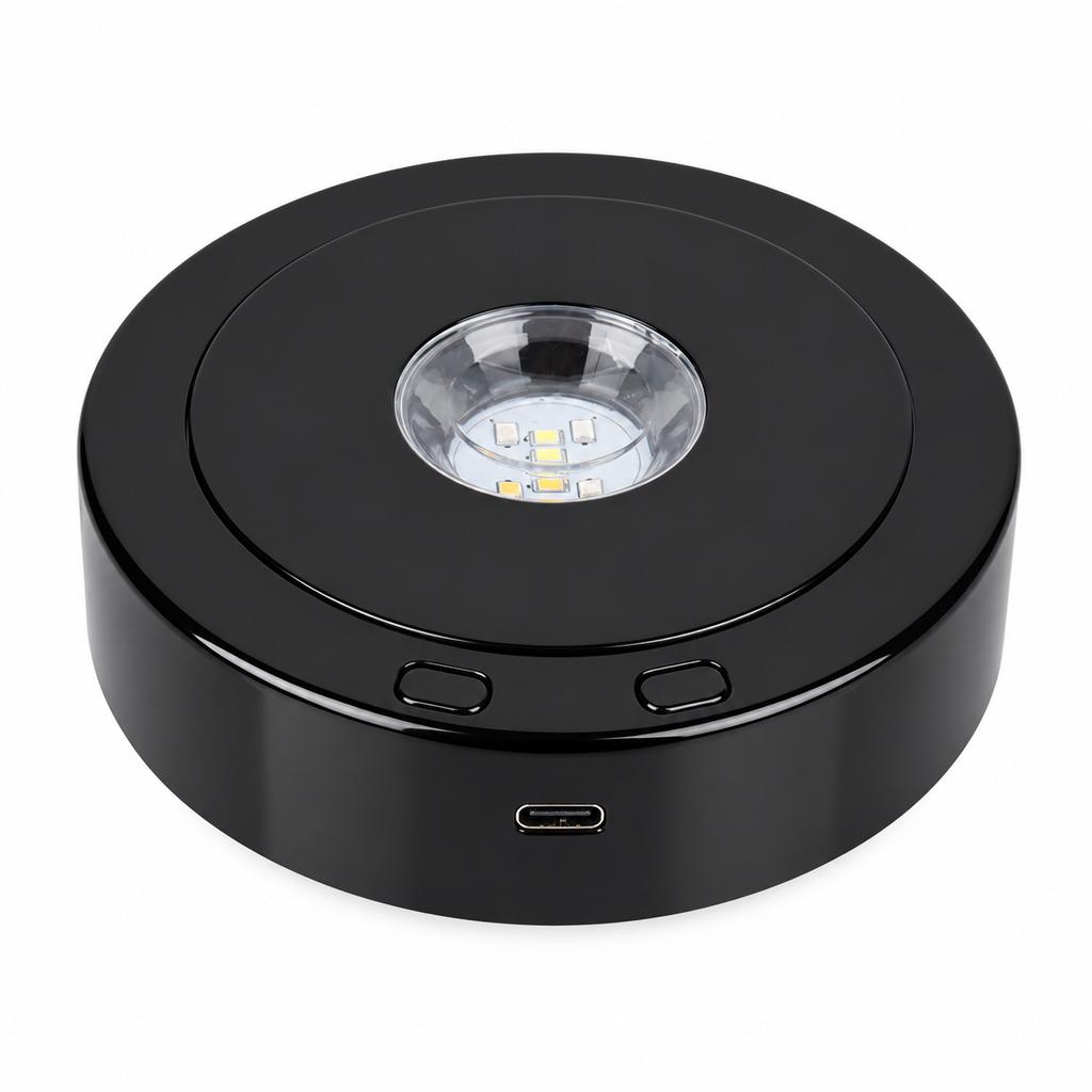 LED Rotating Light Base with 8 Lighting Modes, USB/Battery Powered
