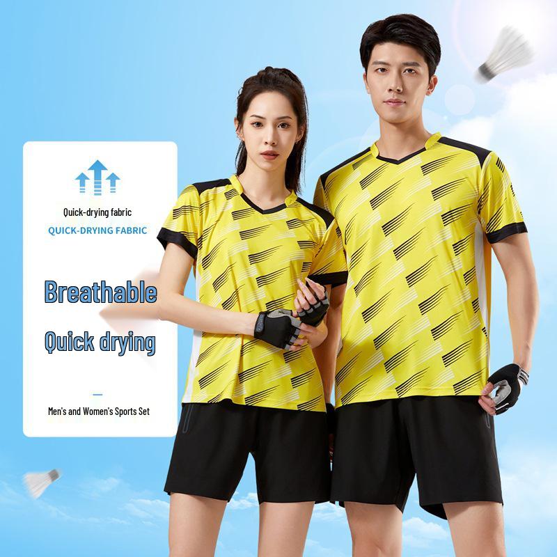 

Unisex Quick-Dry Short-Sleeve Sports T-Shirt Set for Couples - Ideal for Badminton, Tennis, and Table Tennis 3XL