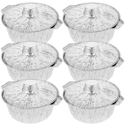 6 Stück Alufolienbecher Grill-Aluminiumtopf Behälter mit Deckel Backen Recycelbar