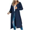 Elegant Women Solid Color Long Trench Coat Casual Winter Autumn Jacket Temperament Style
