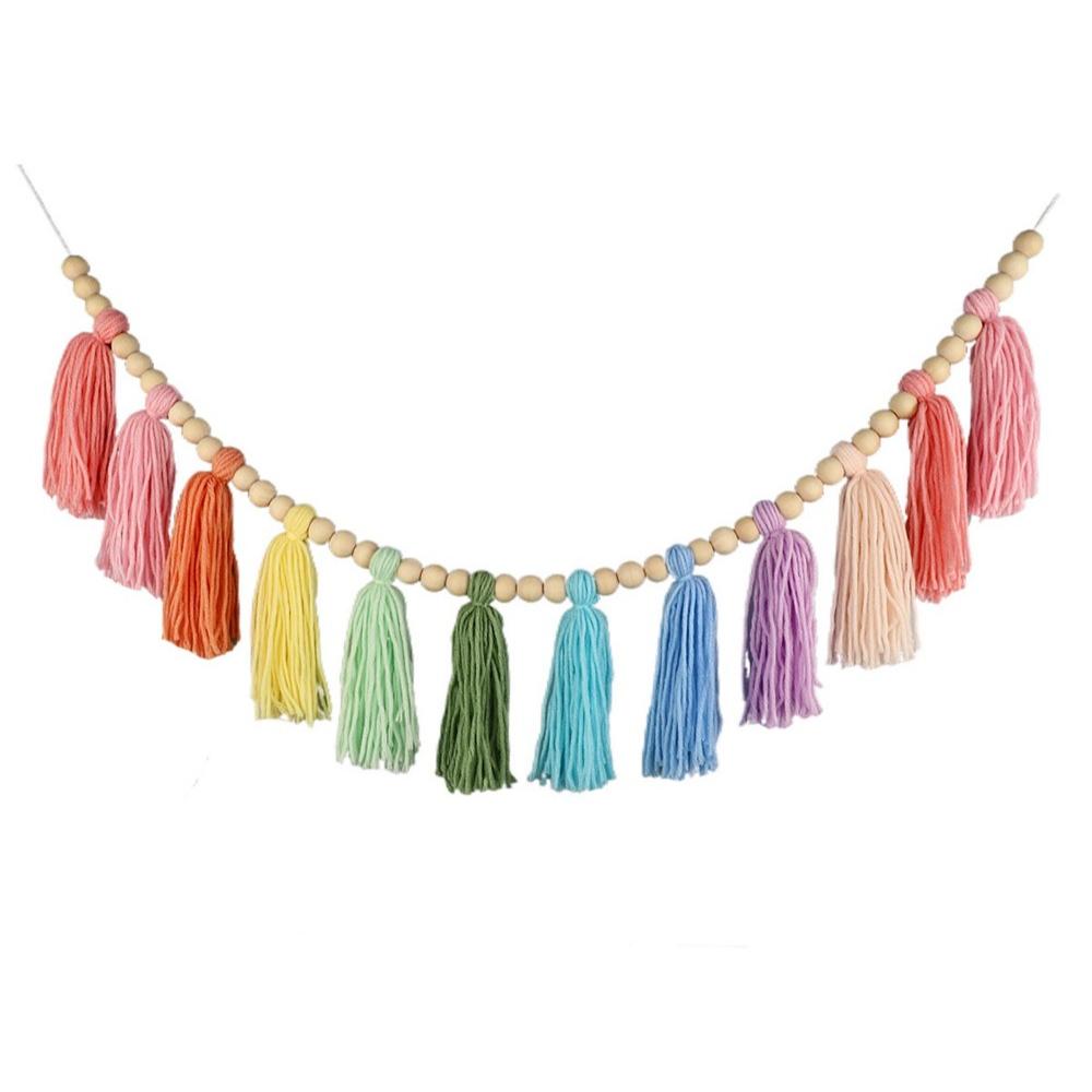 

Rainbow Tassel Garland Colorful Yarn Bunting Banner for Spring Classroom Nursery Kids Room Birthday Party School Office Decor