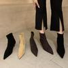 Women Pointed Toe Ankle Boots 2026 Autumn Fashion Fine Heel Suede Short Booties Ladies Casual Zipper Low Heel Shoes Botas Mujer