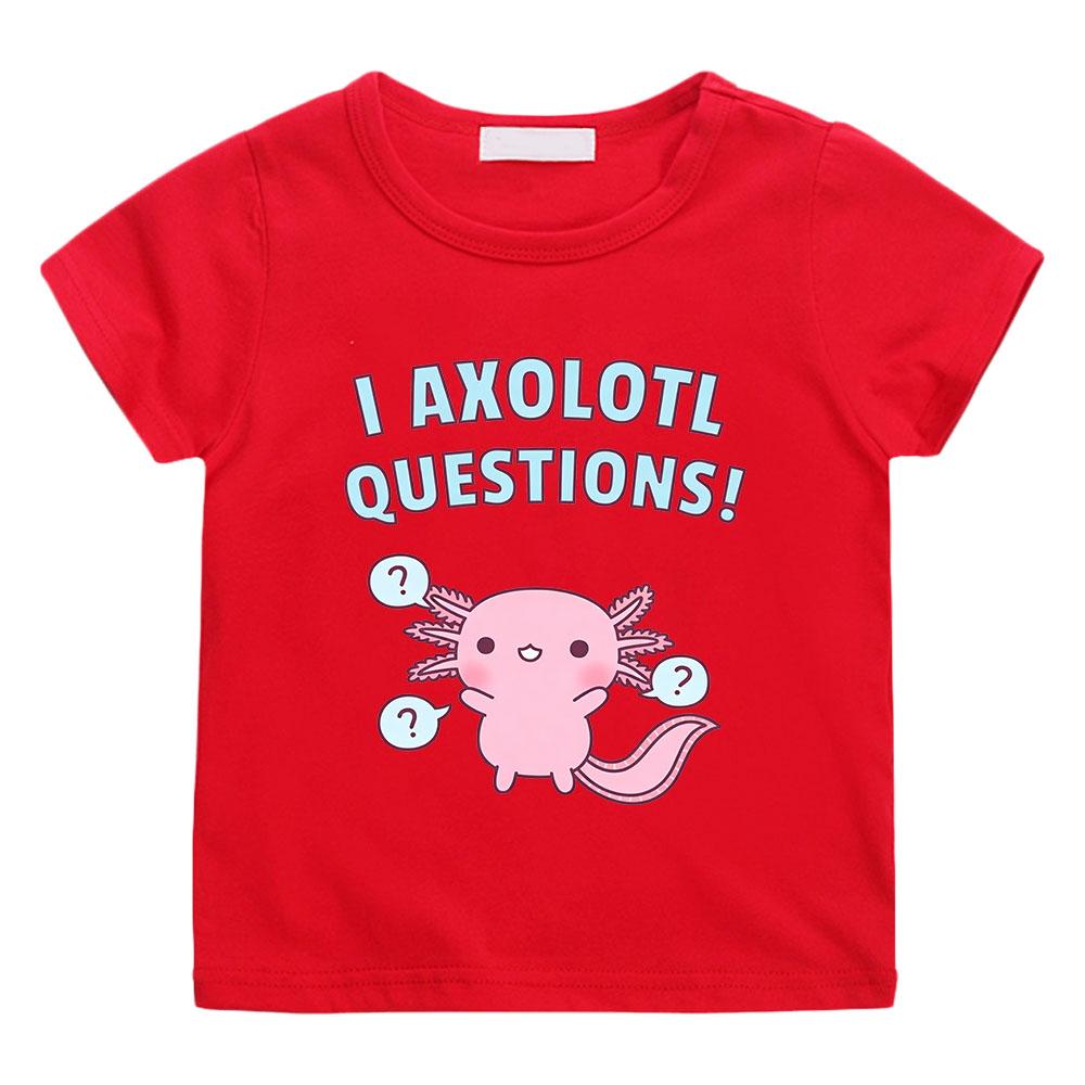

Pink Axolotl Children s T-shirts 100%cotton Funny Cartoon Print Short Sleeve Boys Girls Tees Summer Casual Round Neck Anime T-shirt graphic t shirts 100 красный