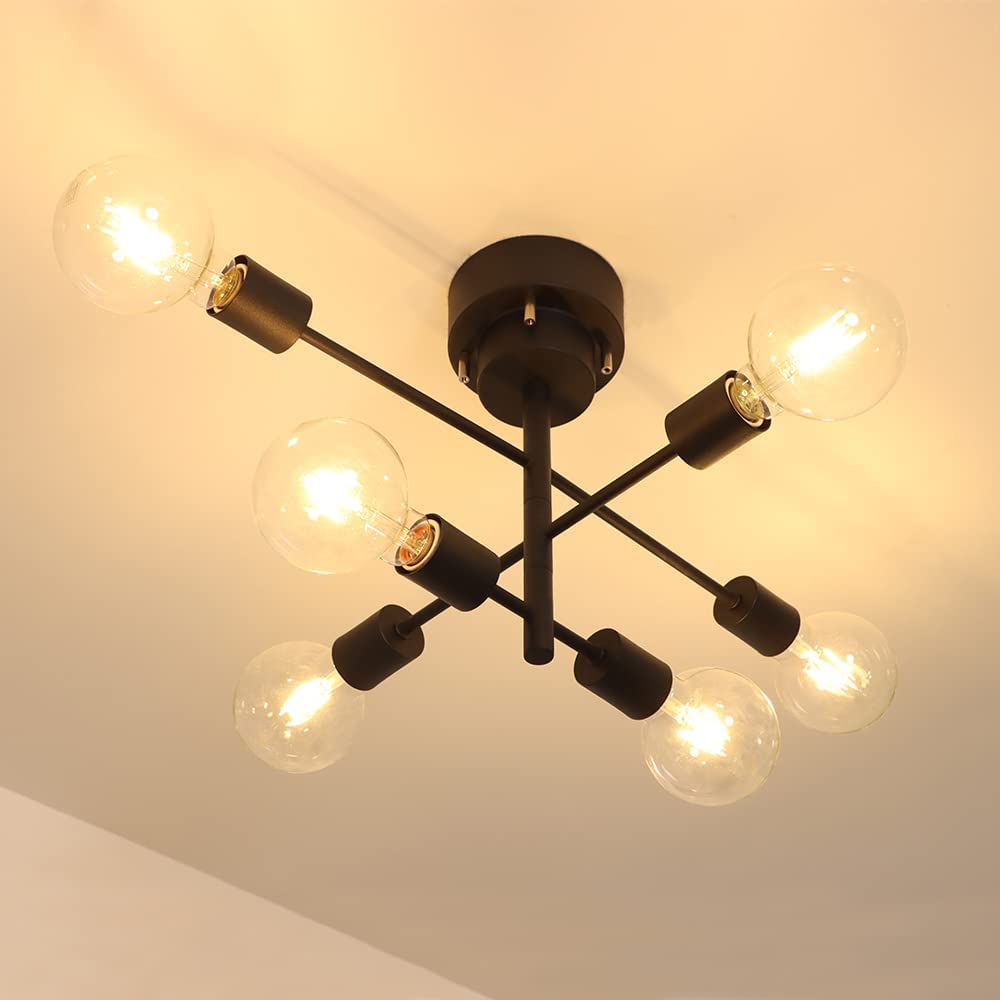 Szbritelight Ceiling E26 Pendant Rotatable LED Lighting Fixture Sold Nordic Dining LED Bulb No Installation Required Light, 6-Light Chandelier, Light,