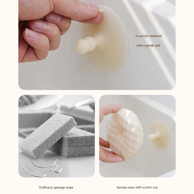 Sponges Suction Cup Heavy Duty Degreasing Pad Cleaning Tool for Delicate Surfaces and Stubborn Stains