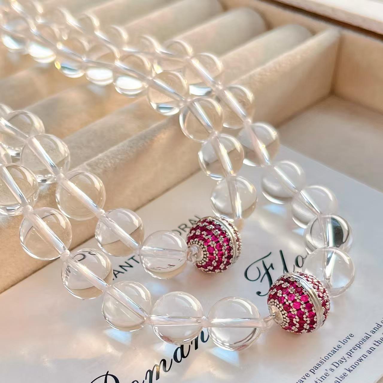 High Quality Vitreous Natural White Crystal Clavicle Chain Necklace