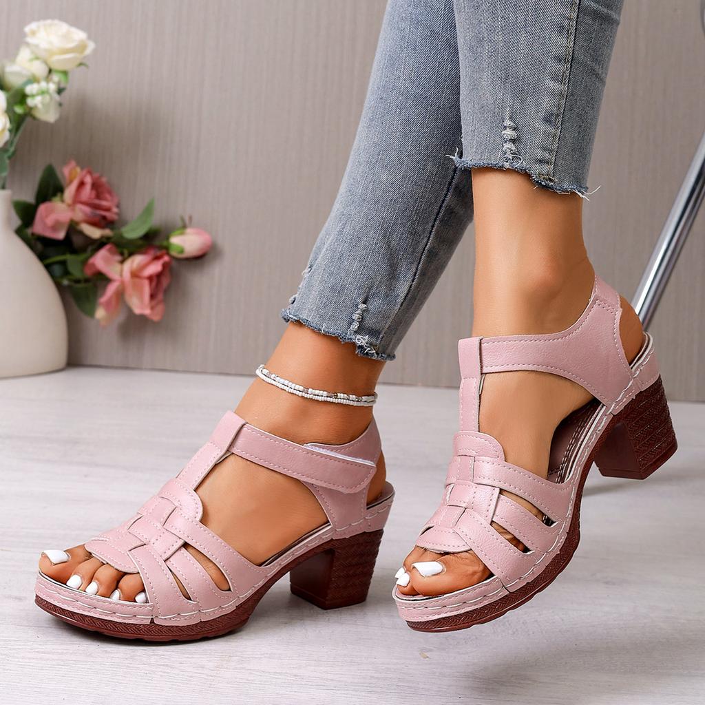 Women'S Sandals With Chunky Heel Fish Mouth Thick Bottom Shoes Outside Wear Exposed Toe High Heeled Sandal For Summer 2026