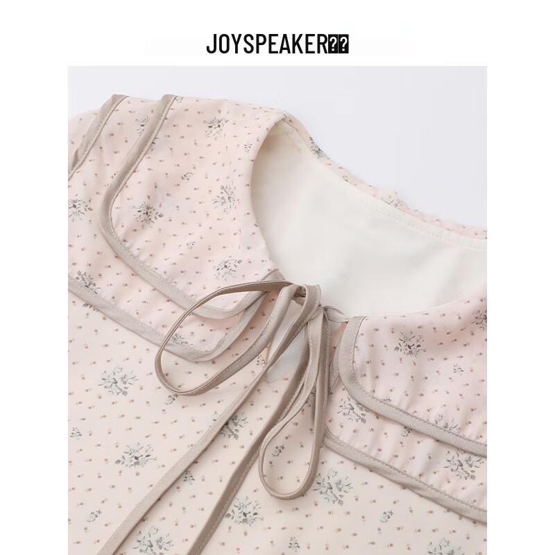 JOY SPEAKER Floral Print Double Collar Long Sleeve Dress