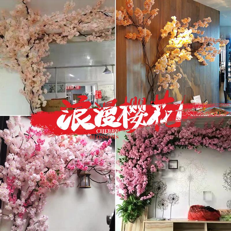 Artificial Cherry and Peach Blossom Branches for Indoor/Outdoor Decoration, Wedding Decor, Pear Flowers, Faux Silk Ceiling Rattan