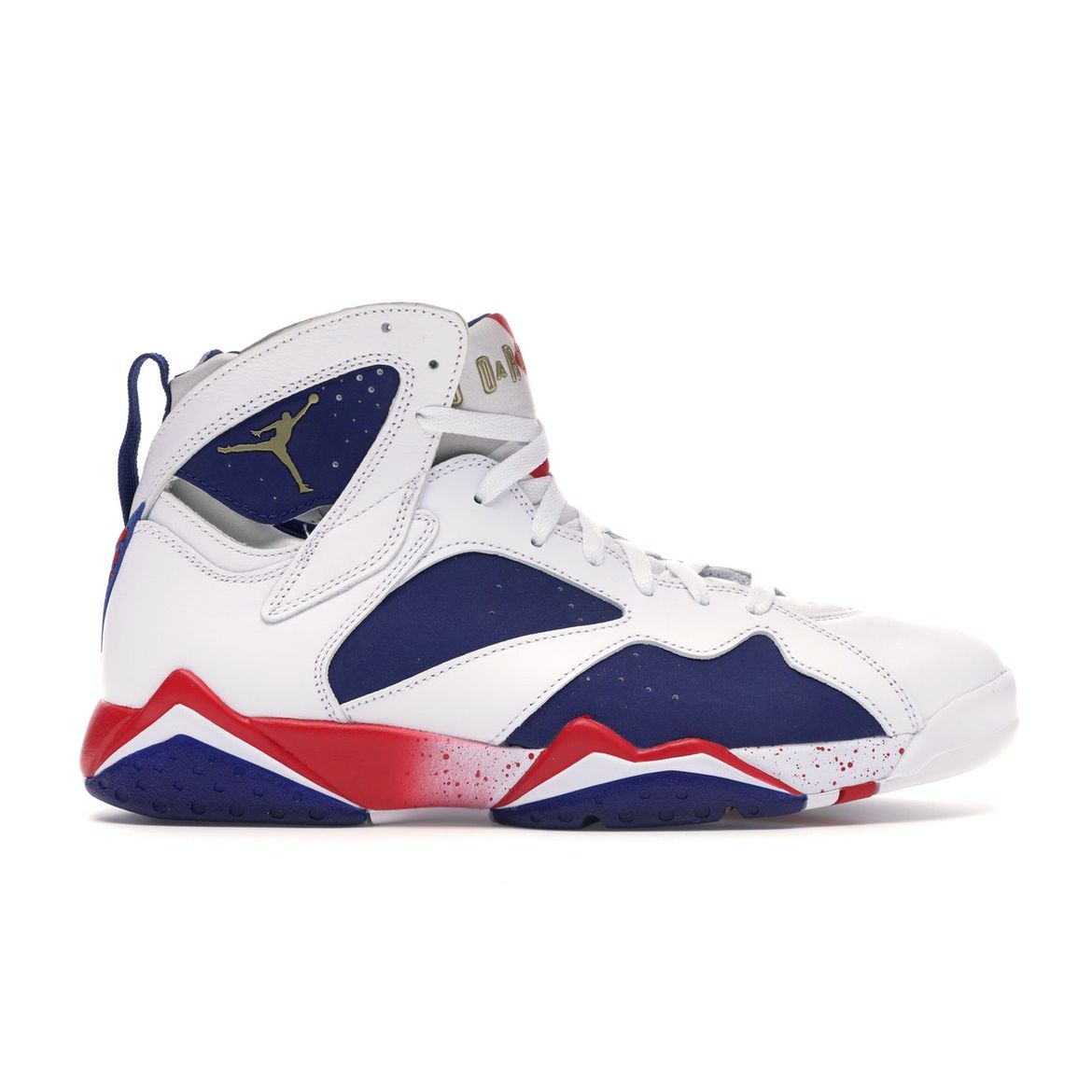

Кроссовки унисекс Air Jordan 7 Retro Tinker Alternate White Metallic-Gold-Coin-Deep-Royal-Blue-Fire-Red-Lite-Iron-Ore 304775-123