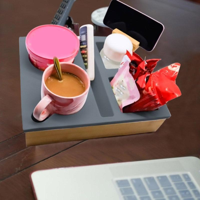 Multifunctional Silicone Organizer for Cups and Smartphones Practical Couch Cup Holder Tray for Snacks Beverages Rack