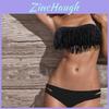 Bikini Sexy Estivo di Qualità Premium con Spacco, Monocolore, Frange, Schiena Scoperta, Costume da Bagno, Set Retrò per uno Stile Definitivo