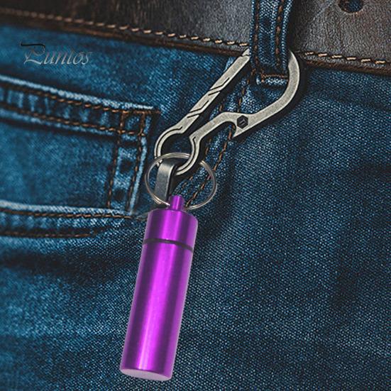 Tragbares, versiegeltes Glas, Schlüsselanhänger, Schraubdeckel, Aluminiumlegierung, wasserdicht, flacher Boden, zum Aufhängen, Mini-Tablet, Pillenaufbewahrung, Flaschenbehälter, Halter, Schlüsselanhänger