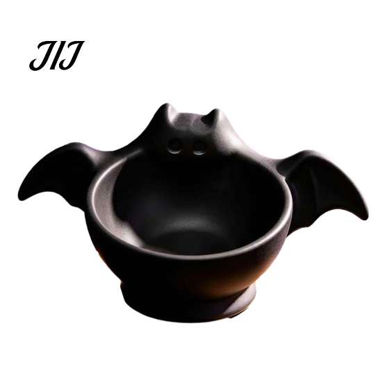 Unique Holiday Gift for Friends Halloween Candy Bowl, Bat Shape Ceramic Serving Dish, Cute Themed Store Window Display Tabletop Decoration Party