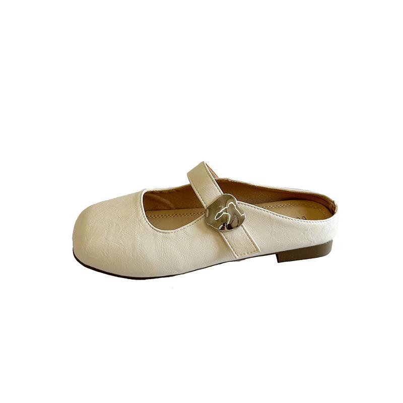 French flat-bottomed bag head slippers for women to wear 2025 summer new half-drag women's shoes temperament evening breeze Mary Jane sandals