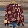Women's Christmas Printed Casual Fashion Long Sleeve Round Neck Pullover Top