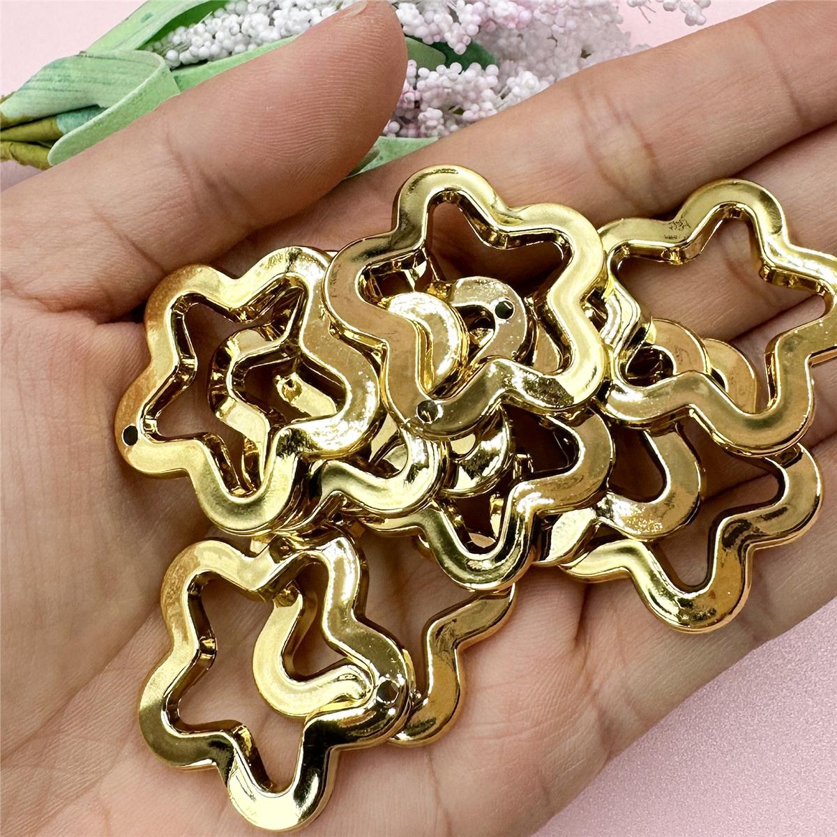 

30 мм кулон со звездой, 10 шт. акрил для ожерелья, сережек, изготовления УФ-цветного покрытия, свободные бусины, модные ювелирные изделия «сделай сам», аксессуары золотистый