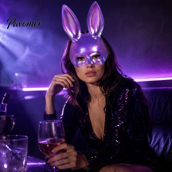 Rabbit Mask for Halloween Bunny Mask, Cosplay Face with Long Creepy Parties Ears, Lightweight Plastic Cushion Masquerade Party Costume Comfortable