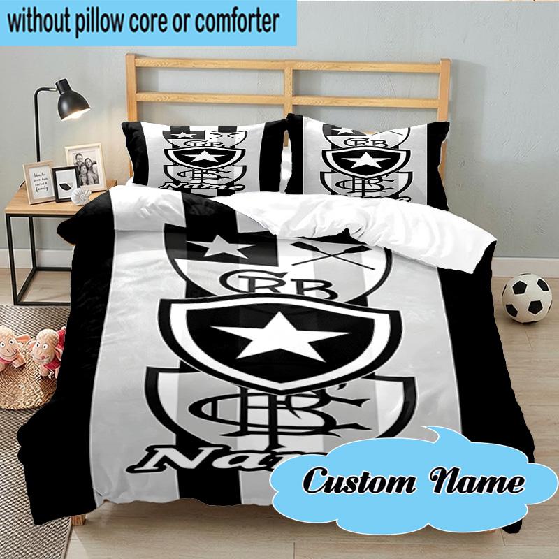 3PCS Custom Name Botafogo Emblem Bedding Set, Including 1pc Duvet Cover And 2pcs Pillowcases, Suitable for Dorms and Bedrooms Gift