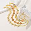 Copper Epoxy Zircon Four Leaf Flower Necklace Women'S Temperament Niche Flower Bracelet Pbr-219