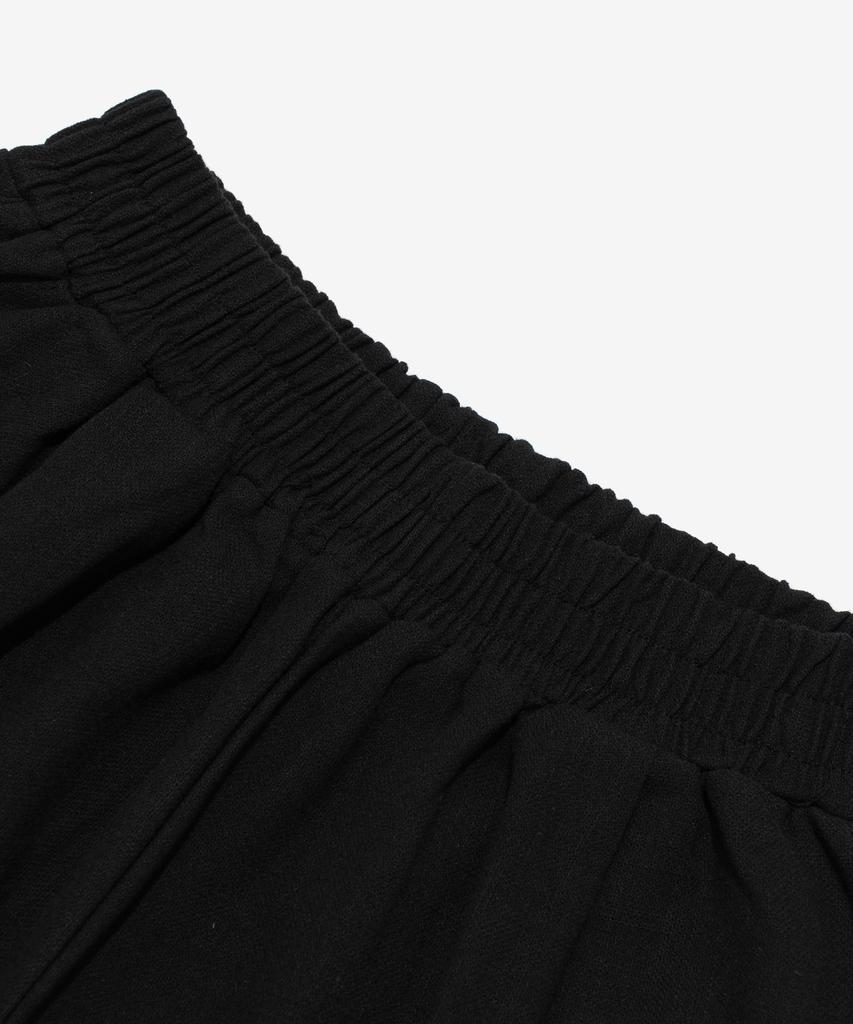 CARGOBROS Linen-Like Pintuck Wide Shorts (Black)