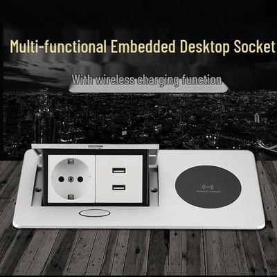 EU Standard Type 45 USB Power Socket with Wireless Charging for Office Desk