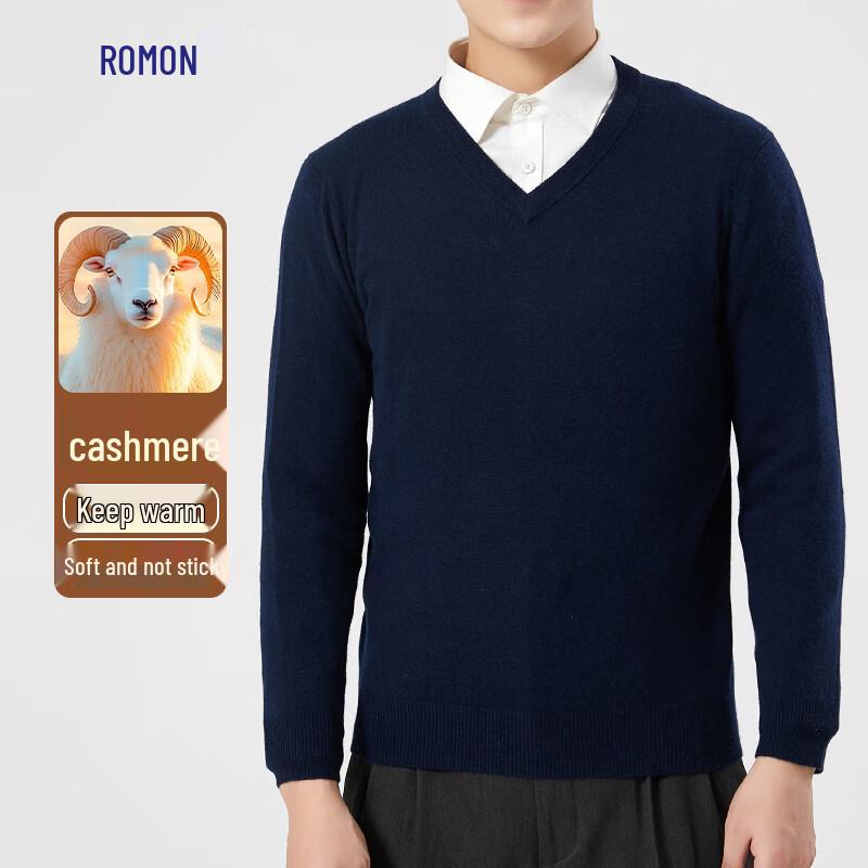 Romon Men's V-Neck Cashmere Blend Pullover