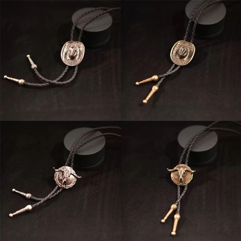 Moderno Cravattino Bolo Occidentale Gioiello per Collare Ciondolo Inciso Cordino Catena per Camicia da Uomo Outfit da Lavoro e Casual