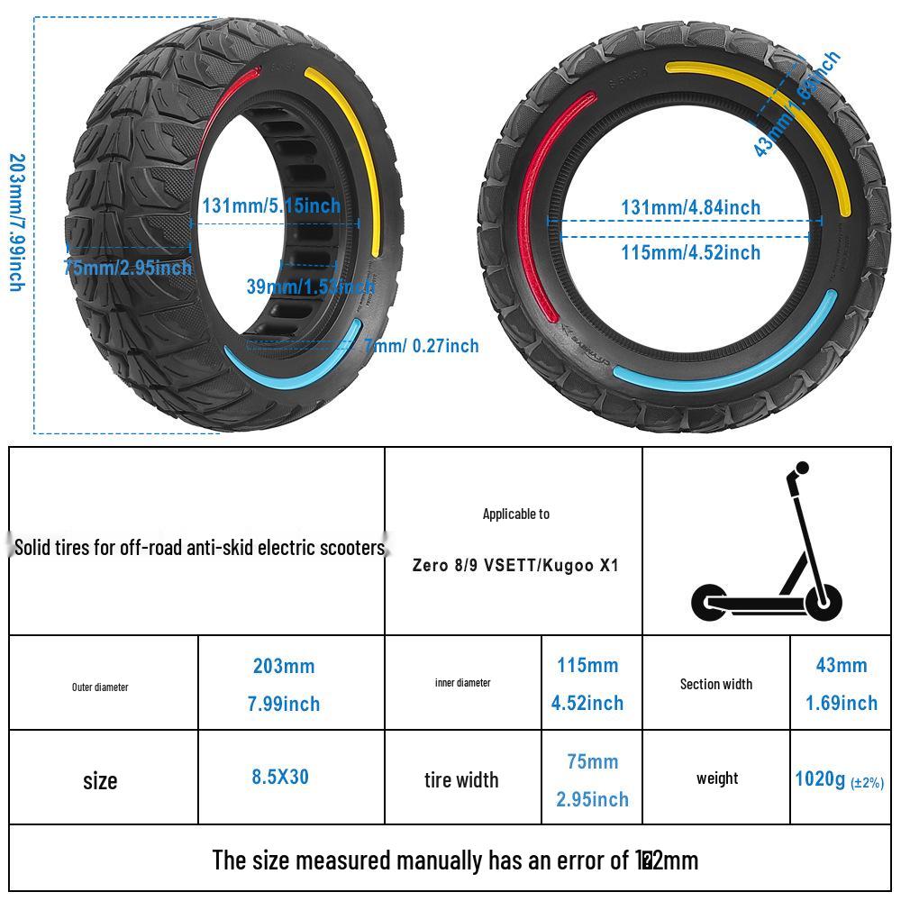 Mehrfarbiger Waben 8,5x3,0 Vollreifen für Kugoo G2 Pro Elektroroller