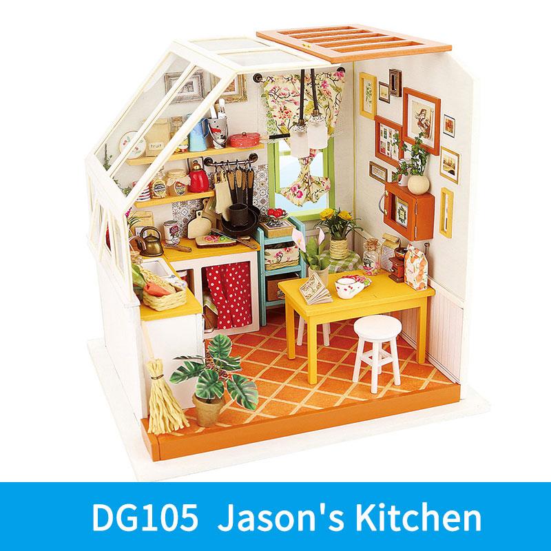 Robotime DIY Wooden Miniature Dollhouse 1:24 Handmade Doll House Model Building Kits Toys For Children Adult Drop Shipping