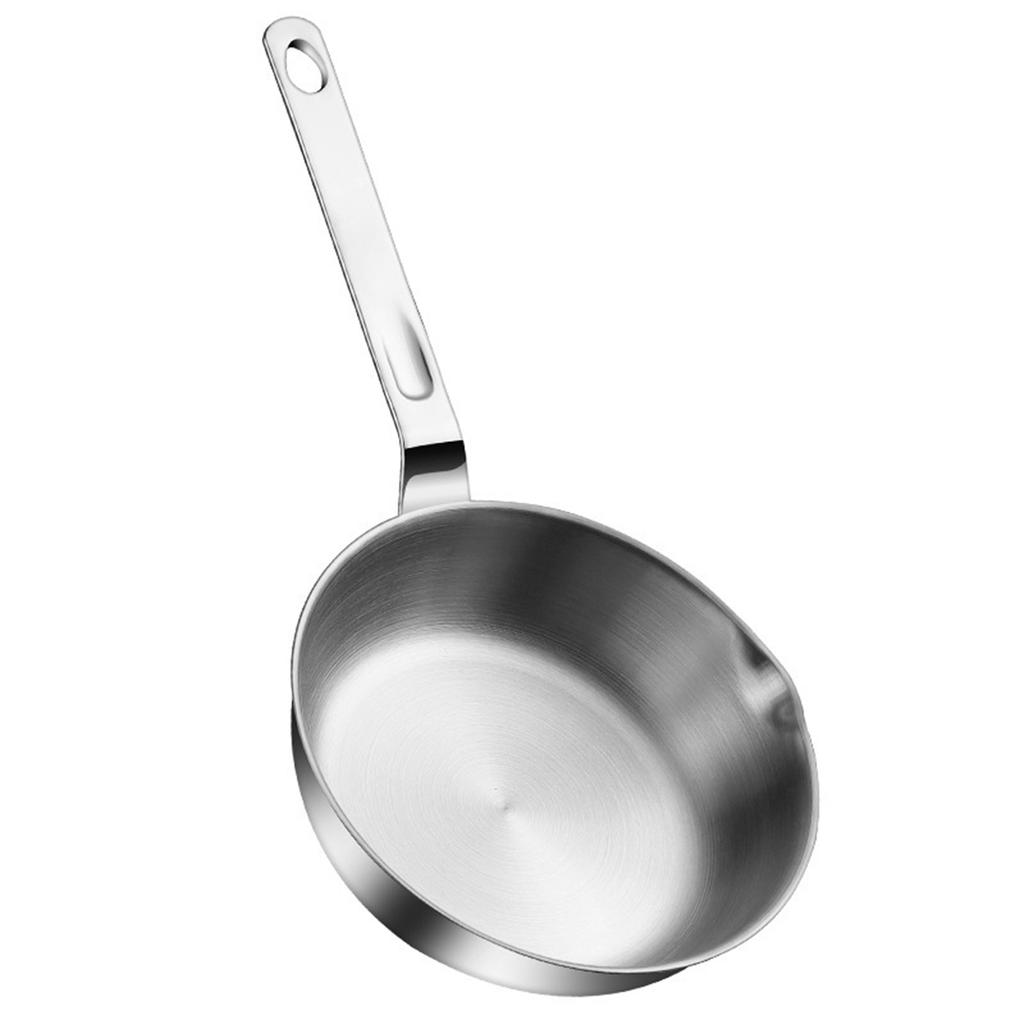 Small Stainless Steel Frying Pan Cooking Skillet with Handle for Eggs Milk and Sauce Pouring Dishwasher Safe Kitchenware