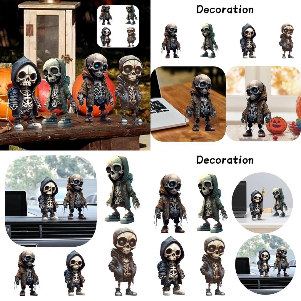 Resin Halloween Skull Doll Decoration Trendy Street Skull Design For Home And Garden Creative Gift Option