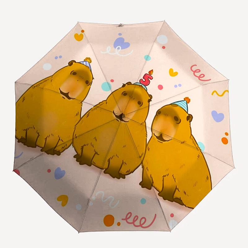1pc Party Capybara Automatic Umbrella Portable Home Essential Umbrella, Iron Umbrella Structure Suitable for All Seasons Yy251123185