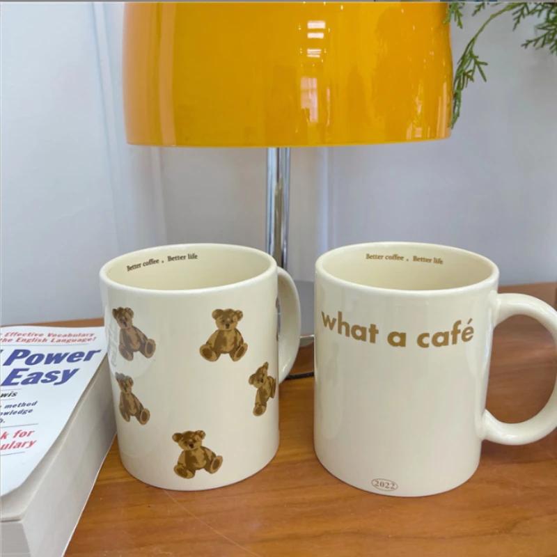 301–400 ml Frühstücksgetränk Kaffee Tee Milch Tassen Teddybär Muster Große Keramikbecher Büro Küche Geschirr Trinkgeschirr Geschenke