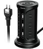 NVEESHOX Tower-Style Power Strip with USB Outlets, 2m Extension Cord, Lightning Guard, 3-Layer Design, 12 AC Outlets, 3 USB Ports, Wall-Mounted, Safet