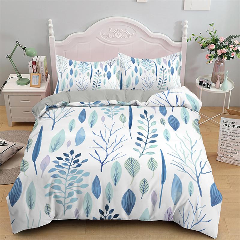 Botanical Leaves Floral Print Duvet Cover Queen King Size Bedding Set Soft Geometric Pattern Quilt Cover With 2 Pillowcases