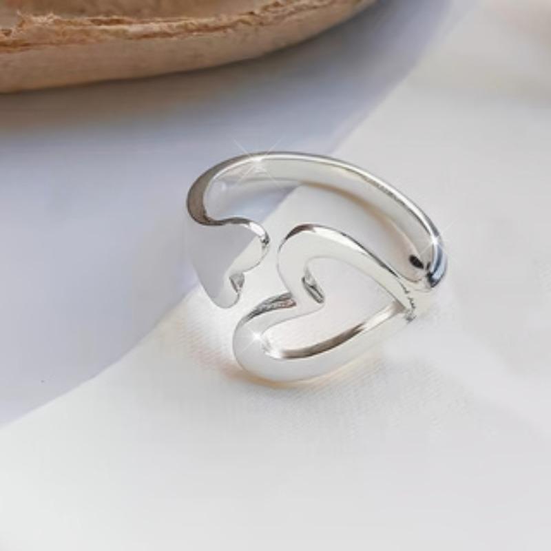 1 шт. Женское открытое кольцо, Посеребренное винтажное многослойное кольцо с переплетением, Минималистичное открытое кольцо, Подходит для повседневного ношения и банкетов