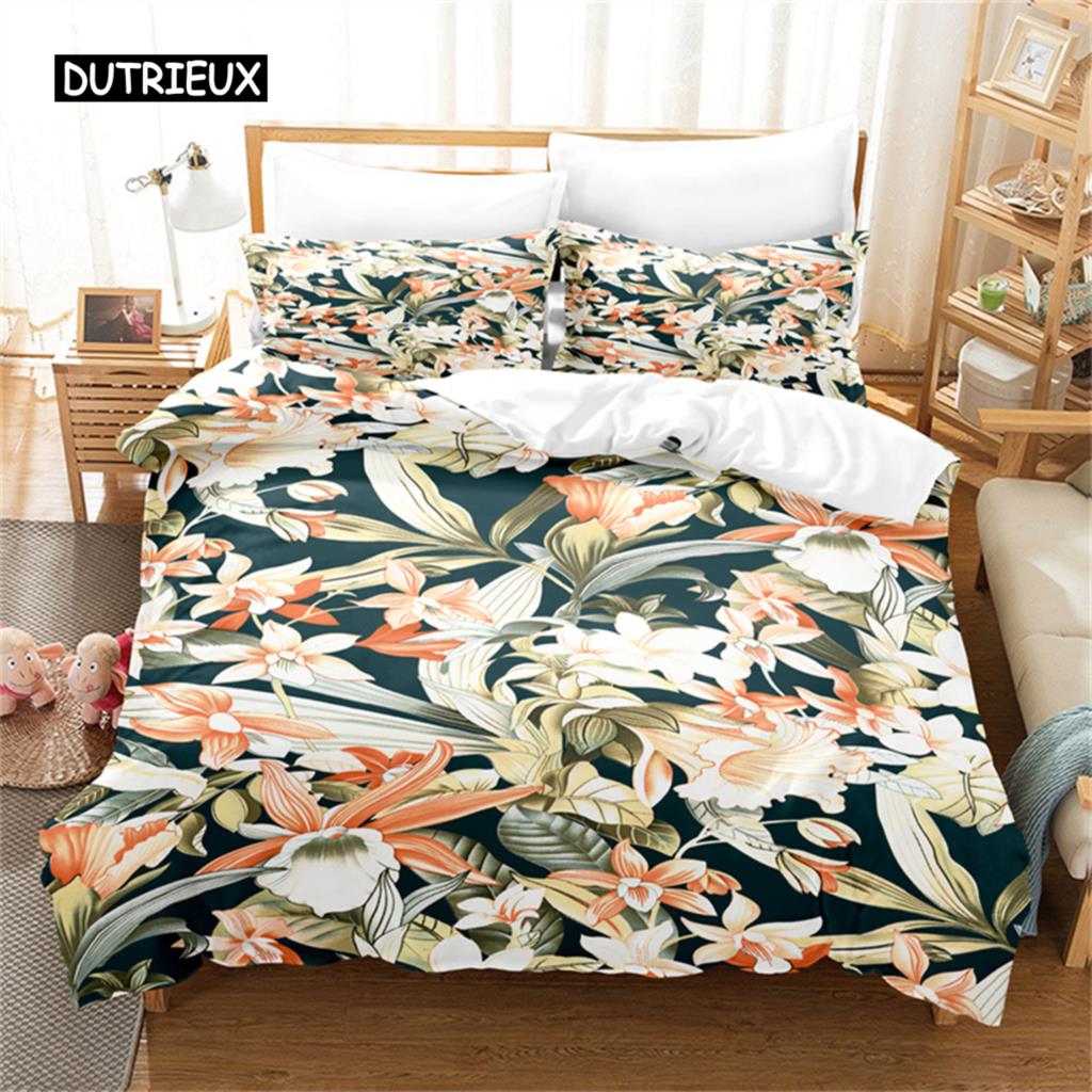 

For Valentine s Day Gift - Duvet Cover Romantic Flowers Rose Single King Bedding Set Microfiber Botanical Flower Comforter Cover EU single(135x200cm)