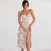 Dress Floral Slit Slim-Fitting Strap Dress