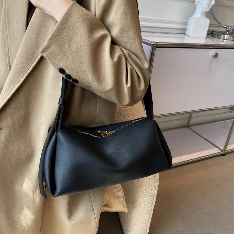 

Модные женские сумки через плечо Минималистичные женские сумки Мягкая кожаная сумка через плечо Маленькие сумки-тоуты для женщин Дизайнерские сумки one size чёрный