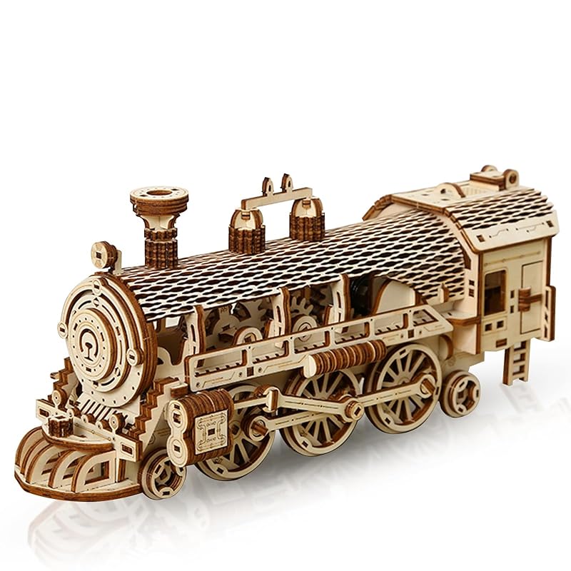 

Hallisun 3d wooden puzzle For adults 14+ assembly 3D puzzle steam train car steam train Steam trains moving mechanical craft handicraft DIY mechanical