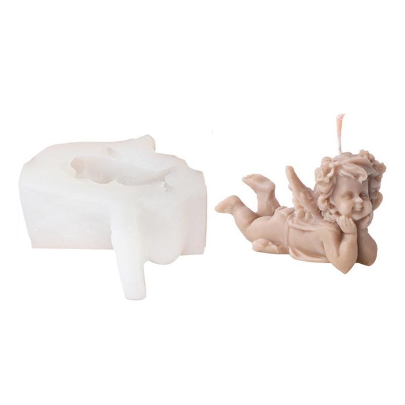 Silikonová forma na andělskou svíčku ručně vyráběná okřídlená forma na svíčku s vůní anděla DIY dortová forma na čokoládové mýdlo Pryskyřice na výrobu svíček