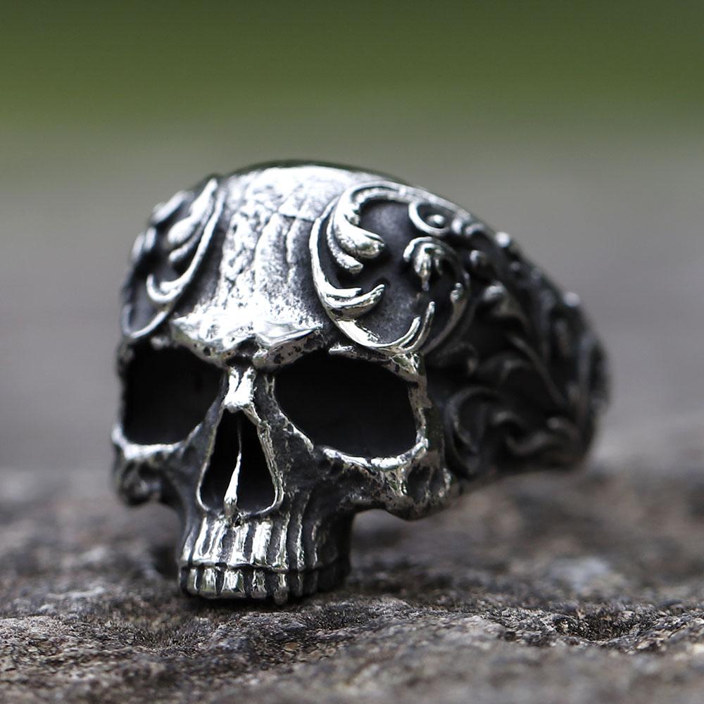 NEW Men s 316L Stainless-steel Rings Retro Skull Head Vintage Gothic Punk High-quality Jewelry Gifts Free Shipping 7