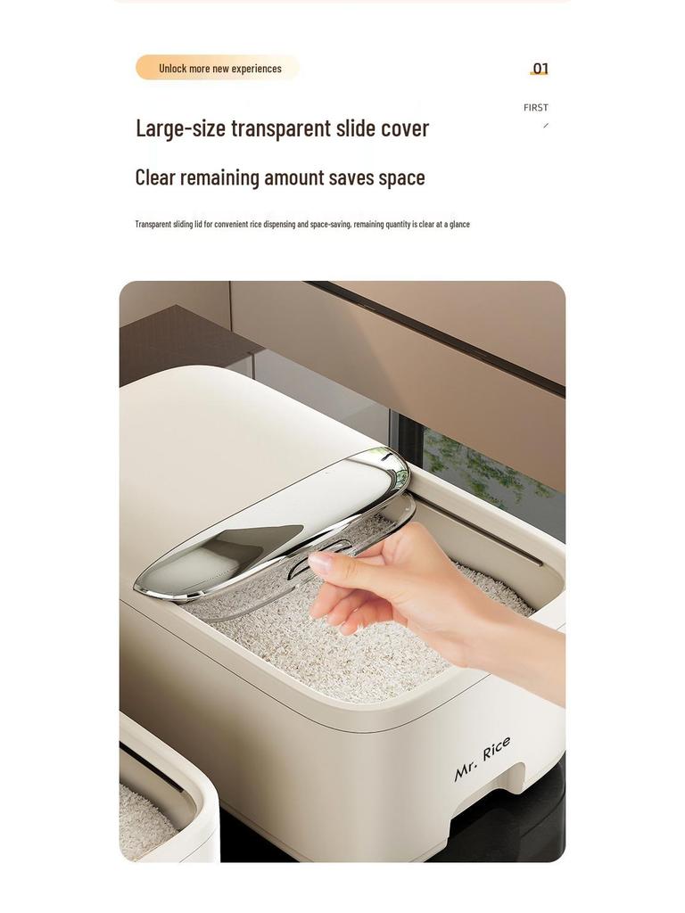 Large Capacity Food-Grade Rice Container with Push-Pull Lid - Insect & Moisture Proof